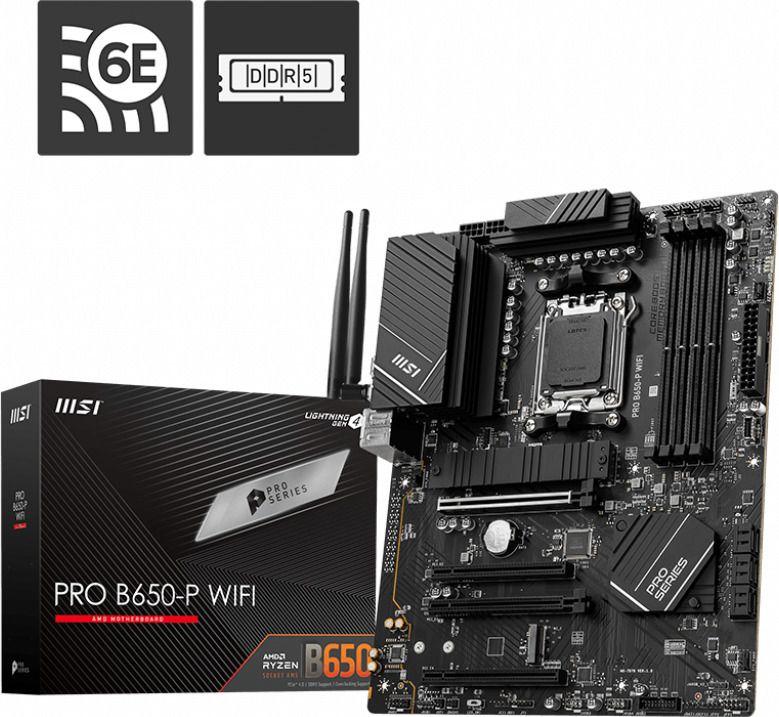 MSI PRO B650-P WIFI AMD Socket AM5 DDR5 up to 128GB 4xPCIe x16 6xSATA ATX